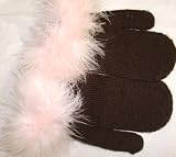 Imported One Size Black Magic Mitten Trimmed with Pink Marabou for Infants Ages 0-2 Years