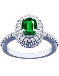18K White Gold Cushion Cut Emerald Ring With Sidestones (GIA Certificate)