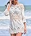 Yonala Womens Lace Floral Hollow Out Beachwear Bikini Cover Up Dress, White, One size