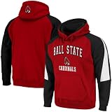 NCAA Ball State Cardinals Cardinal-Black Playmaker Pullover Hoodie Sweatshirt (Medium)