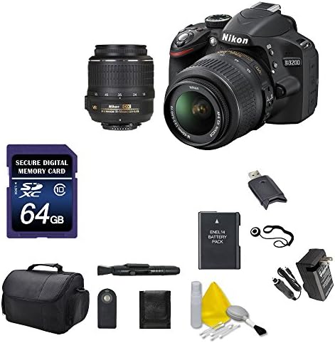 Nikon D3200 DSLR Camera with 18-55mm Lens (25492), 64GB High Speed Memory Card (International Model, No Warranty) Bundle 19