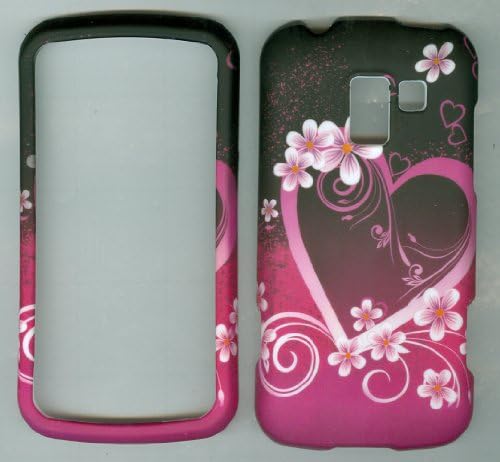 Purple Flower Heart Faceplate Hard Case Protector for Straight Talk Lg Optimus Lg L55c Lgl55c Q Lu2300 Android Smartphone