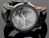 Super Techno Mens Diamond World Map Watch 0.10ct