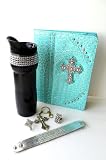 Rhinestone Bling Bling Gift Set with iPad 2 3 Case Cover & Black Bling Travel Coffee Tea Mug, Rhinestone Bracelet & Rhinestone Rings & Rhinestone Cross Keychain