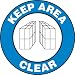 Accuform Signs MFS734 Slip-Gard Adhesive Vinyl Round Floor Sign, Legend "KEEP AREA CLEAR" with Graphic, 17" Diameter, White/Black on Blue