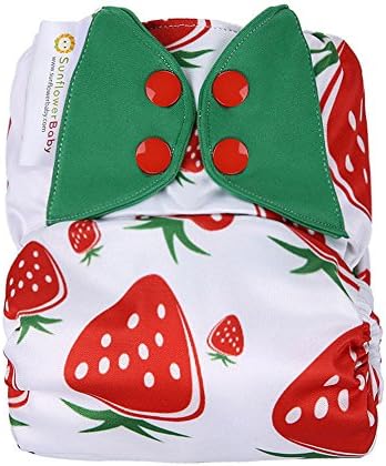 SunflowerBaby Stay Dry One Size Prints Cloth Diaper, Cute Strawberries