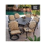 Meadow DecorAthena Cast Aluminum Dining Set W/ 84 Inch Rectangular Table - Mocah Stone Finish