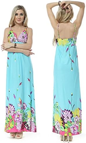 Summer Beach Sun Dress Women New Sexy Long Maxi Dress Lady Fashion Tops Bohemian MD 03 size L Color Blue