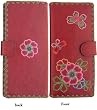 Butterflies and Flower Red Embroidery Large Wallet