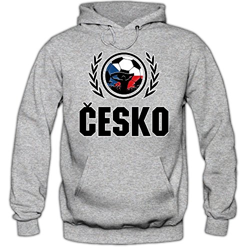 Tschechien EM 2016 #2 Hoody | Fußball | Herren | Trikot | Nationalmannschaft, Farbe:Graumeliert (Greymelange F421);Größe:S