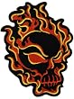 Flaming Skull Embroidered Patch Fire Skeleton Iron-On Evil Biker Emblem