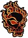 Flaming Skull Embroidered Patch Fire Skeleton Iron-On Evil Biker Emblem