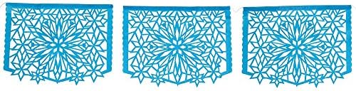 Frozen Inspired Snowflake Mexican Handmade Papel Picado Banner 10 panels (15 feet Long) Design as Pictured Perfect for Weddings, Birthdays, Christmas Parties, Etc.