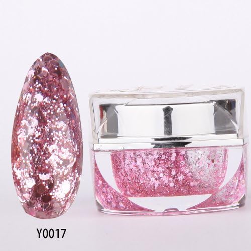 nail_world365 20ML 0.8OZ High Quality Soak Off UV Gel Shiny Colors Glitter Powder Nail Art Builder Gel 017