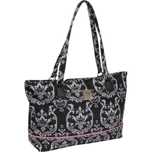 Jenni Chan Damask Computer Tote (Black Pink)