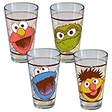 ICUP Sesame Street Traits Pint Glass, Elmo, Oscar, Cookie, Ernie, 4-Pack
