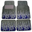 - 	 A Set of 4 Universal Fit Fire Flame Carpet Floor Mats for Cars / Truck - Grey Blue