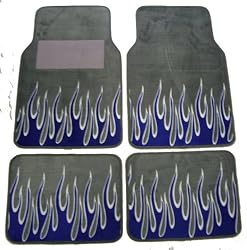 - 	 A Set of 4 Universal Fit Fire Flame Carpet Floor Mats for Cars / Truck - Grey Blue