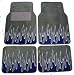 - 	 A Set of 4 Universal Fit Fire Flame Carpet Floor Mats for Cars / Truck - Grey Blue