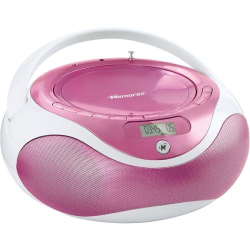 Memorex MP4047-PNK CD MP3 Boombox with Digital AM/FM Readout - Pink