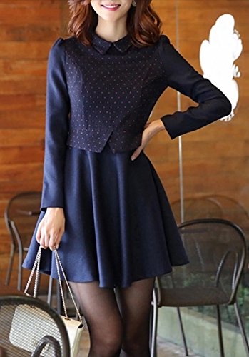 レディス スプリング ブルー プリーツ ドレス 春