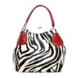 Red Large Zebra Print Faux Leather Satchel Bag Handbag