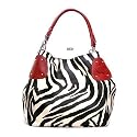 Red Large Zebra Print Faux Leather Satchel Bag Handbag