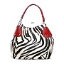 Red Large Zebra Print Faux Leather Satchel Bag Handbag