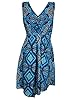 Women's Boho Dress Blue Printed Sleeveless Cut Out Back Stylish Dresses M