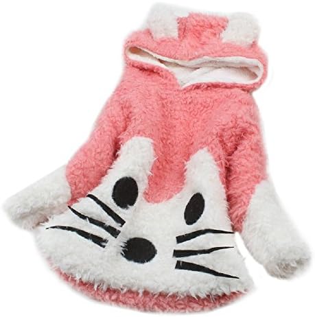 Toddler baby Girls Cute Cat Face Furry Hoodie with Ears pink-10(3/4Y)