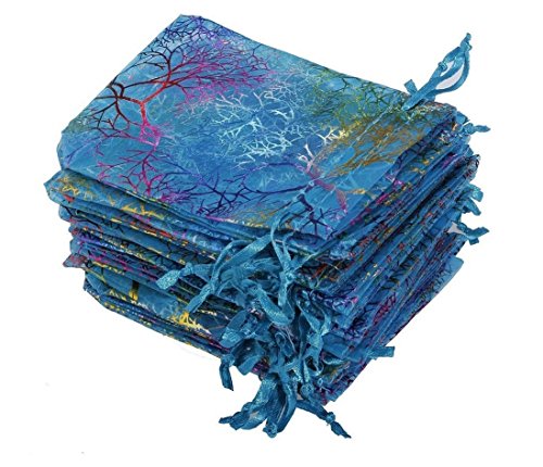Marryme 100pcs Coralline Blue Organza Jewelry Pouch Wedding Party Favor Gift Bag 12x9cm