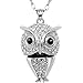 FANSING 3D Cute Owl Pendant Necklace with White Gold Plated Long Chain