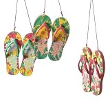 Tropical Tiki Beach Flip Flop Christmas Ornaments Set of 3