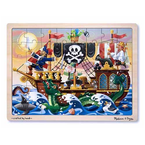 Childrens Toyshop  Toys : Melissa & Doug Deluxe Wooden 48-Piece Jigsaw Puzzle - Pirates