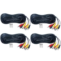 VideoSecu 4 Pack 100ft Feet Video Audio Power Cables Security Camera DVR Wire BNC RCA Cord with Bonus Connectors for Home CCTV Surveillance System 1LT