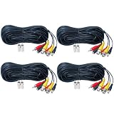VideoSecu Power Video Audio Cable 4 Pack 100ft AV cable for Security CCTV CCD Camera 1LT