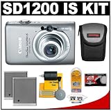Canon PowerShot SD1200 IS Digital ELPH Camera (Light Gray) + Batteries + Accessory Kit