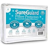 Set of 2 Toddler/Travel Size SureGuard Pillow Protectors - 100% Waterproof, Bed Bug Proof, Hypoallergenic - Premium Zippered Cotton Terry Covers - 10 Year Warranty