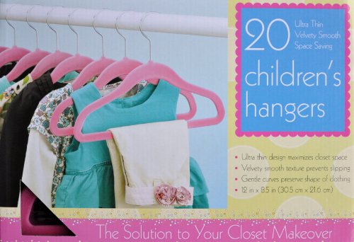 20 PINK Ultra Thin Velvety Smooth Space Saving Children's Hangers