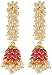 Rajasthani Traditions Pink Stone Studded Pearl Cluster Jhumki Earrings For Women & Girls RS.325.00