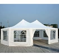 Big Sale Outsunny 29' x 20' Large Decagon 10-Wall Party Canopy Gazebo Tent - White