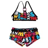Boboli Girl's 2 Piece Bathing Suit Bikini. Surf Days Collection. Multicolor. (8-12). Size