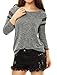 Allegra K Women's Mesh Panel Raglan Sleeves Scoop Neck T-Shirt XL Dark Grey