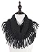 StylesILove Two Tone Womens Winter Warm Mini Tube Infinity Scarf With Fringe (One Size Fits All, Black)