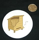 3" button / pin printed with bees, animals, cross section, insect, pollination, beehive, pollinator, cutaway, bikupa, hive