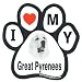 Great Pyrenees Paw Magnet (Black/White, 6in)