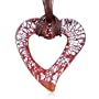 Murano Glass Silver Speckle Red Open Heart Pendant