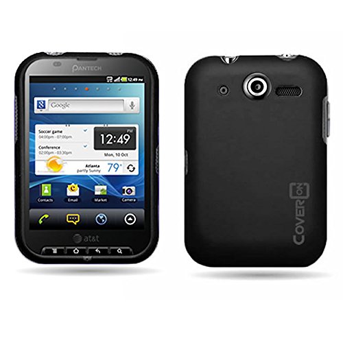 WIRELESS CENTRAL Brand Hard Snap-on Shield BLACK RUBBERIZED Faceplate Cover Sleeve Case for PANTECH P9060 POCKET (AT&T)