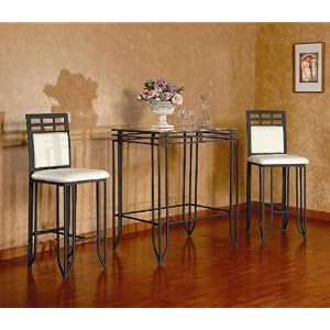 3 Pc Matrix Sandy Black Metal Bar Set (Table and 2 Chairs) by 