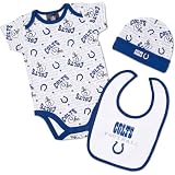 NFL Infant/Toddler Boys' Indianapolis Colts Bodysuit, Bib & Cap Set (Team Color, 0-3M)